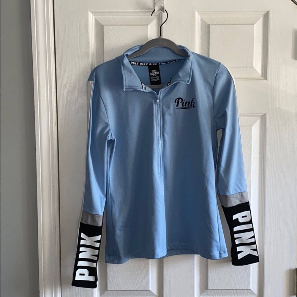 “PINK” half zip athletic sweatshirt